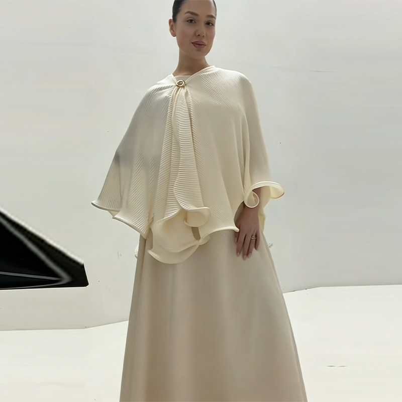 Women Formal Wear Dress - ชุดเดรสผ้าคลุมไหล่สไตล์โรแมนติก สง่างาม ย้อนยุค อ่อนโยน เหมาะสำหรับเดท ผู้หญิง