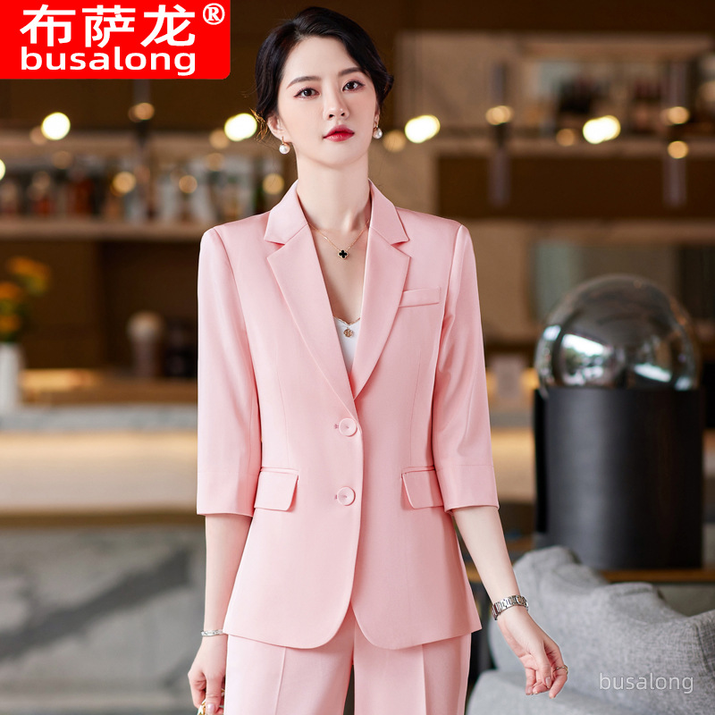 Women'S Office Formal Wear For Ladies - ชุดทำงานมืออาชีพสำหรับผู้หญิง คอลเลคชั่นใหม่ ฤดูใบไม้ผลิ/ฤดูร้อน: ชุดสูทแขนกลาง ดีไซน์หรูหราและช่วยให้ดูเพรียวบาง ชุดทำงานทางการ