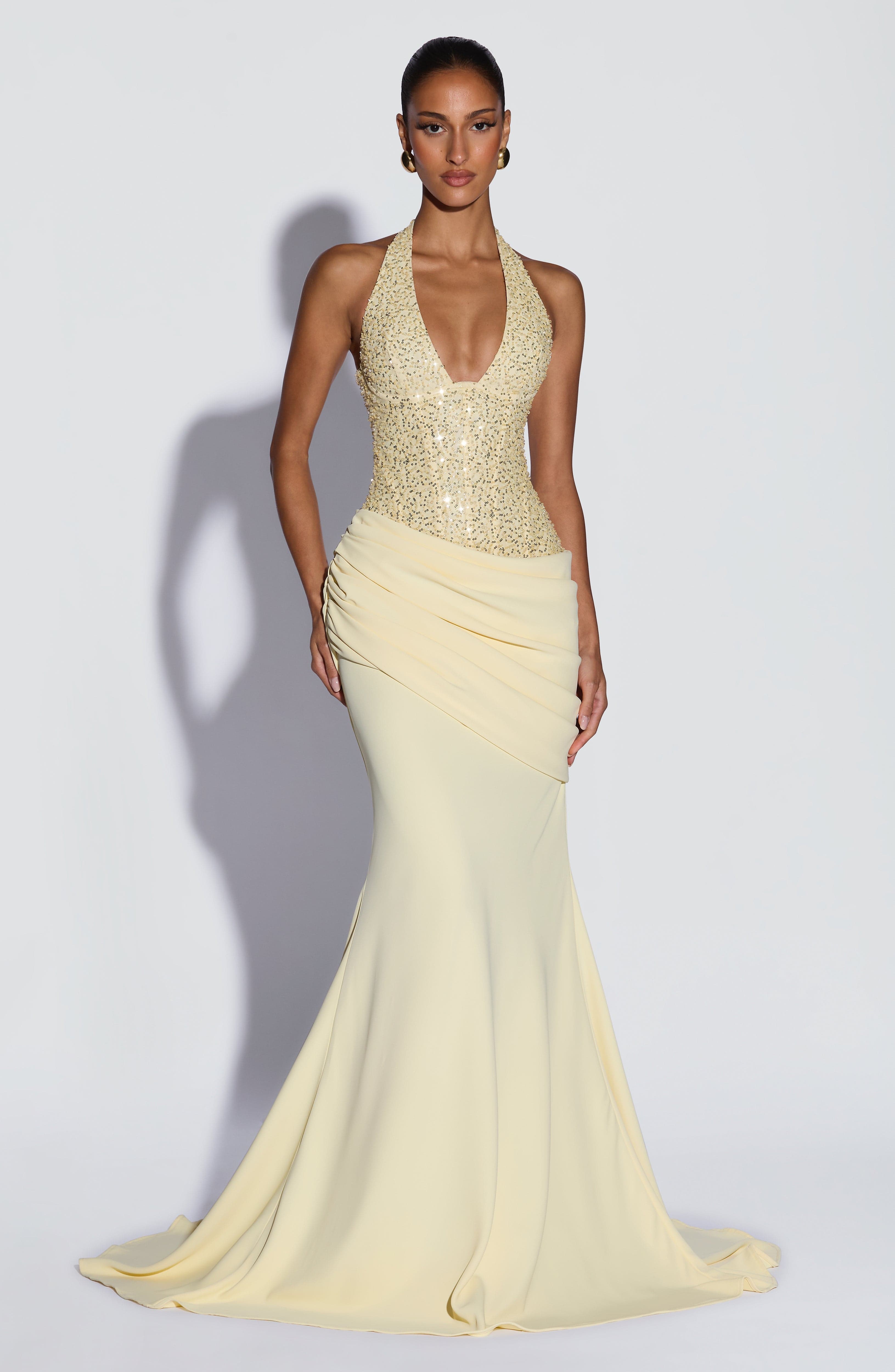 ชุดเดรสยาวหรูหราแบบคอวีประดับเ - Women Formal Wear Dress บทวิจารณ์และราคา