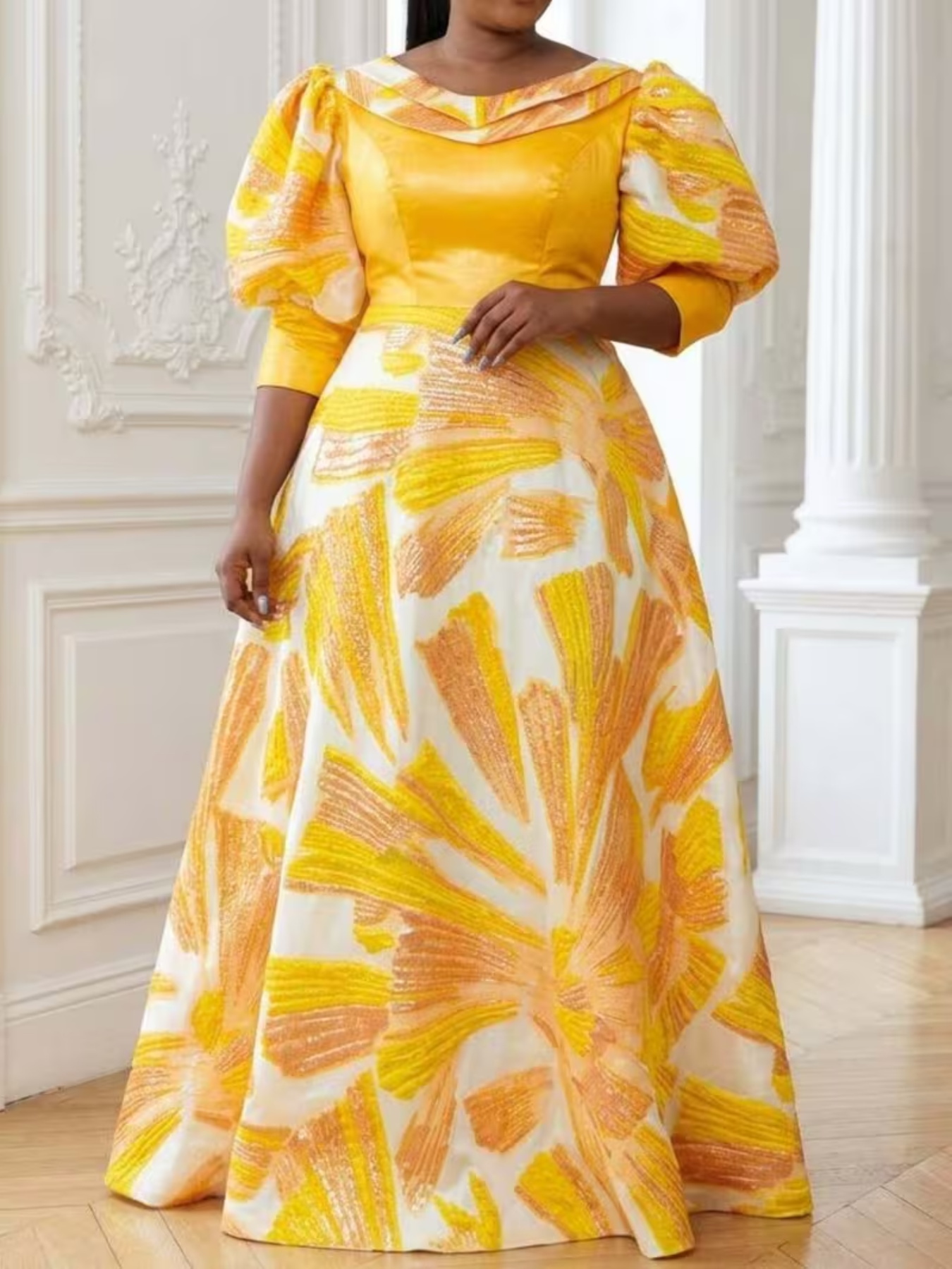 เดรสแม็กซี่ผ้าซาตินพิมพ์ลายสำห - Women Formal Wear Dress บทวิจารณ์และราคา