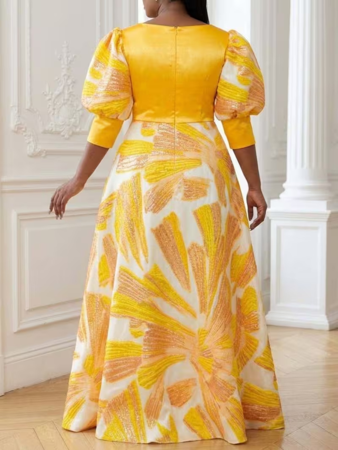 เดรสแม็กซี่ผ้าซาตินพิมพ์ลายสำห - Women Formal Wear Dress บทวิจารณ์และราคา