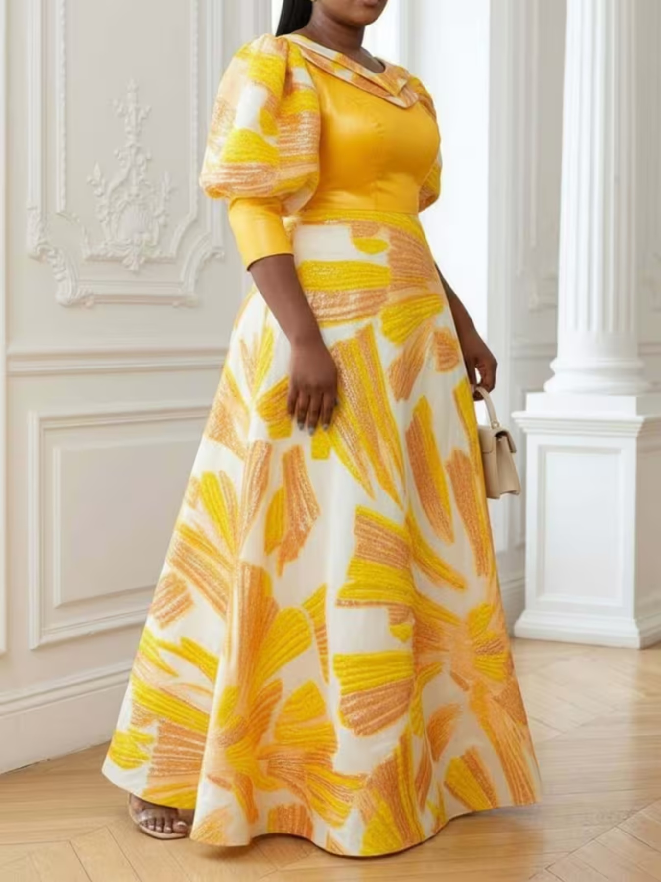 เดรสแม็กซี่ผ้าซาตินพิมพ์ลายสำห - Women Formal Wear Dress บทวิจารณ์และราคา