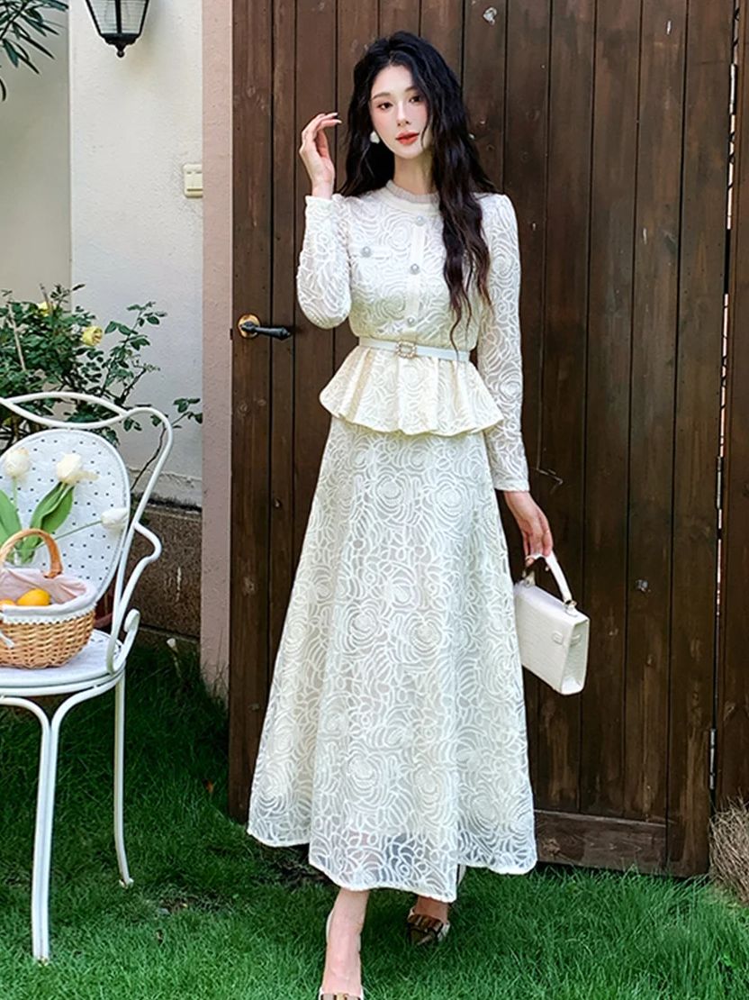 ชุดเดรสลูกไม้หรูหราแบบสองชิ้นส - Formal Dress Female บทวิจารณ์และราคา