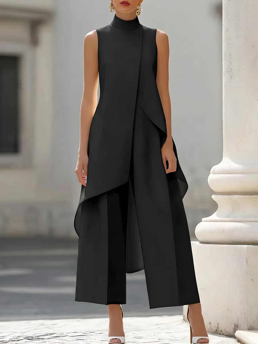 จั๊มสูทแขนกุดคอสูงแบบอสมมาตร แ - Women'S Formal Jumpsuit Evening Wear บทวิจารณ์และราคา